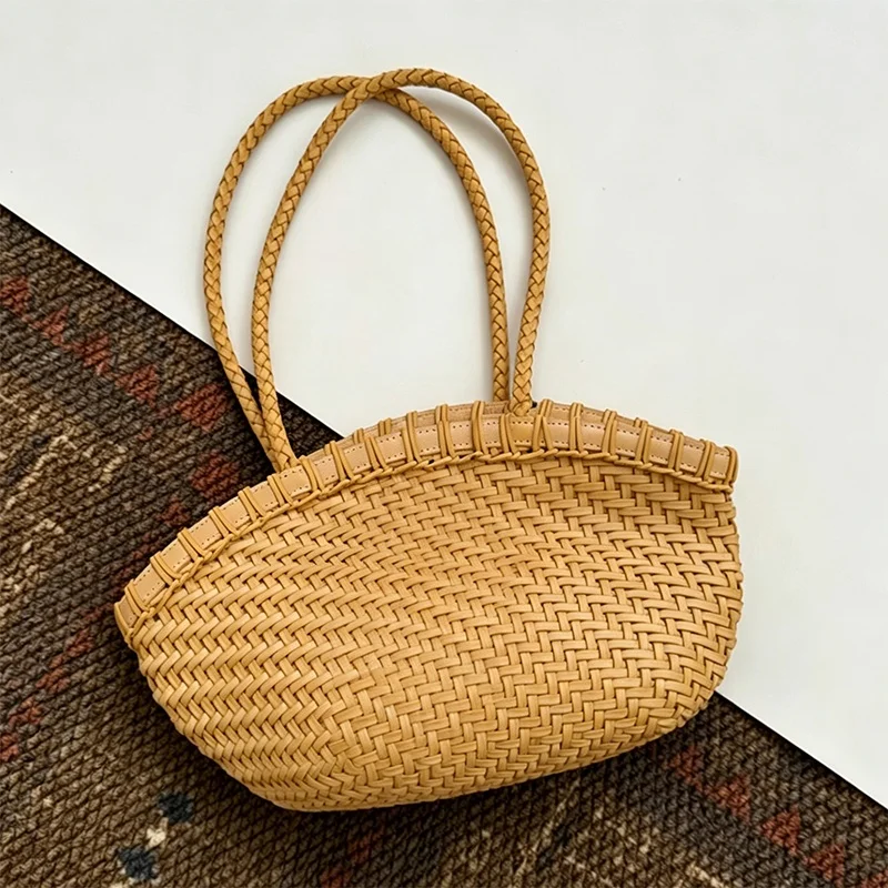 

2026 Handmade Woven Underarm Bag Shell Purse Commuter Casual Vacation Shoulder Bag Crochet Knit Hobo Satchel Women Daily Tote