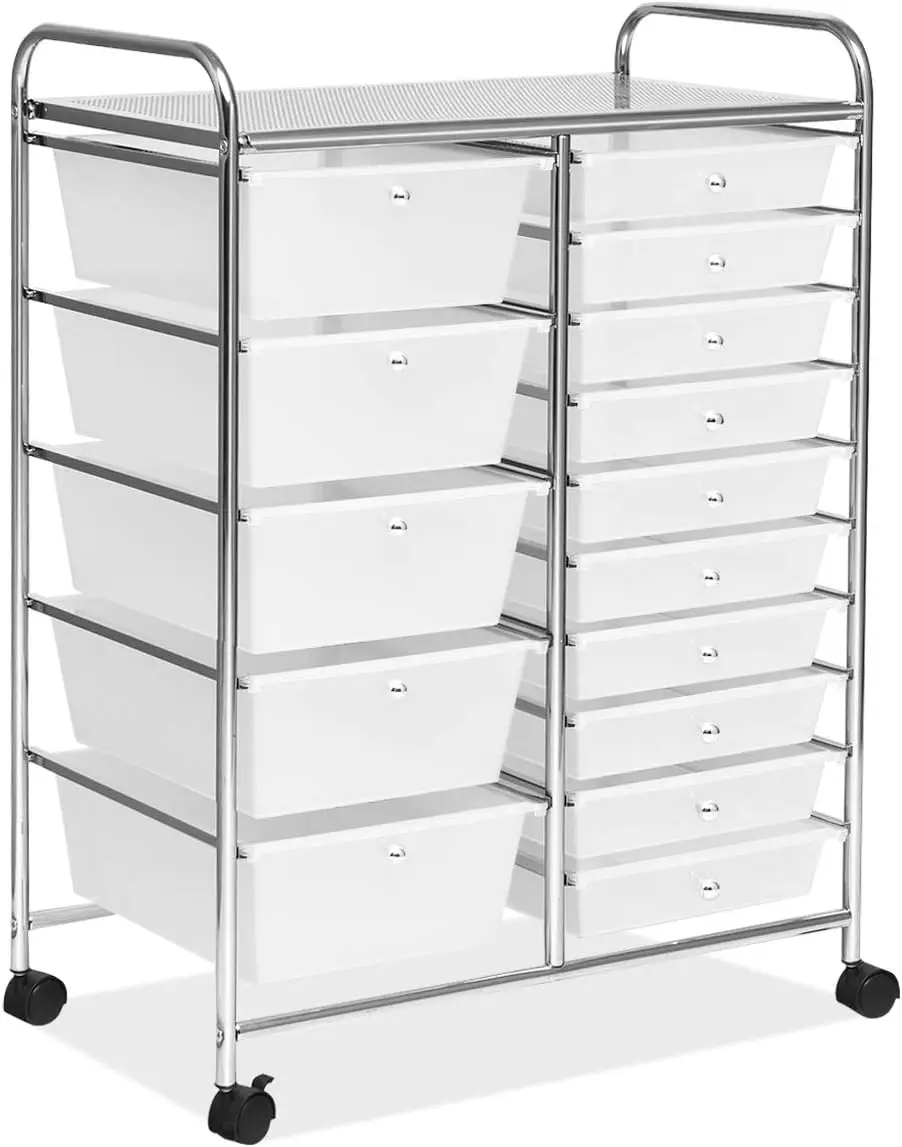 

Semi-Transparent Multipurpose Mobile Rolling Utility Cart for School, Office, Home, Beauty Salon Storage Organizer Cart (Clear)