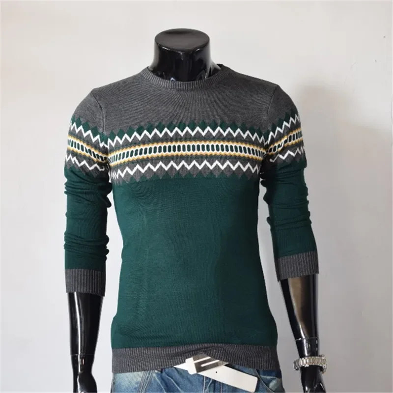 Bild 6: Neue Herbstmode Marken-Freizeitpullover O-Ausschnitt Slim Fit Strick Herren Gestreifte Pullover & Strickjacken Herren Pullover XXL