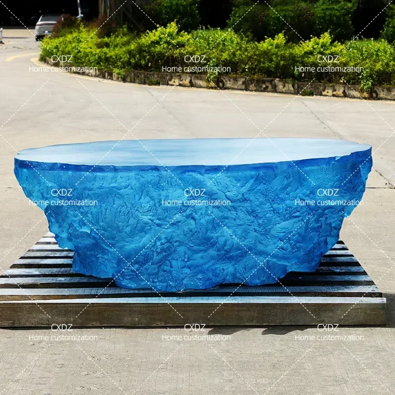 Round Coffee Table Modern Minimalist Light Luxury Creative Hotel Villa Living Room Household Transparent Epoxy Resin Table