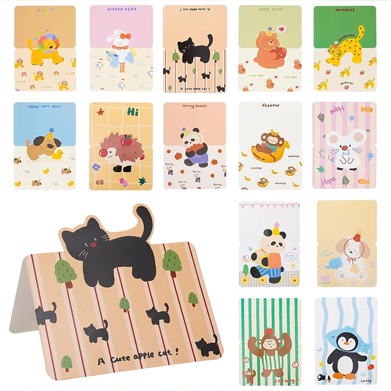 8~24pcs Greeting Card Cartoon Animal Cartoon Postcards Adorable Handmade Birthday Greeting Card Teaching Incentive Supplies TMZ