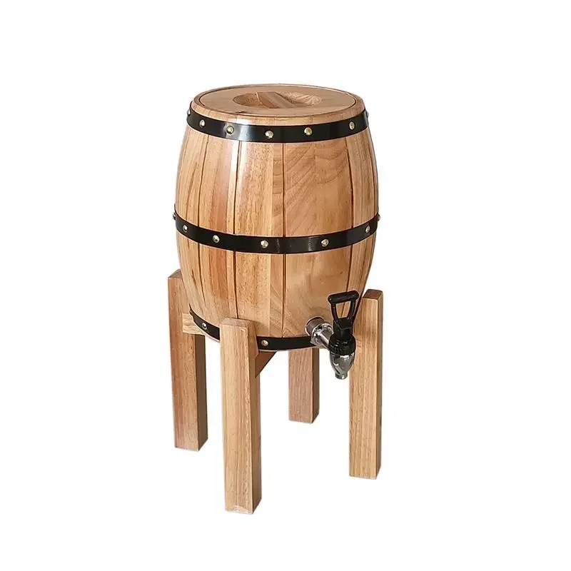 Oak wine barrel with stainless steel inner liner, 3L beer barrel with retro base