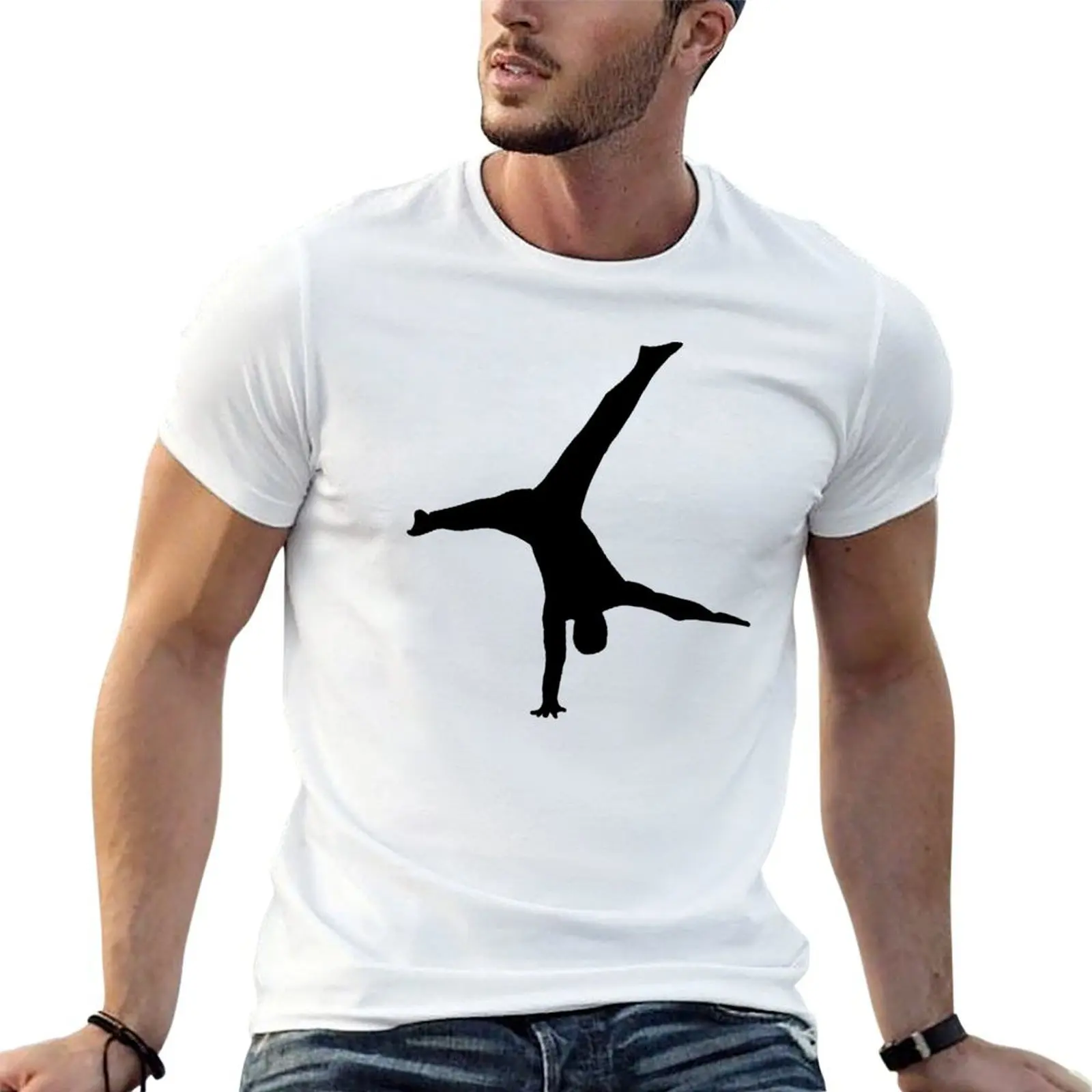One Arm Handstand Black T-Shirt man t shirts high quality luxury brand cotton t shirt man t shirts for man graphic funny T-shirt