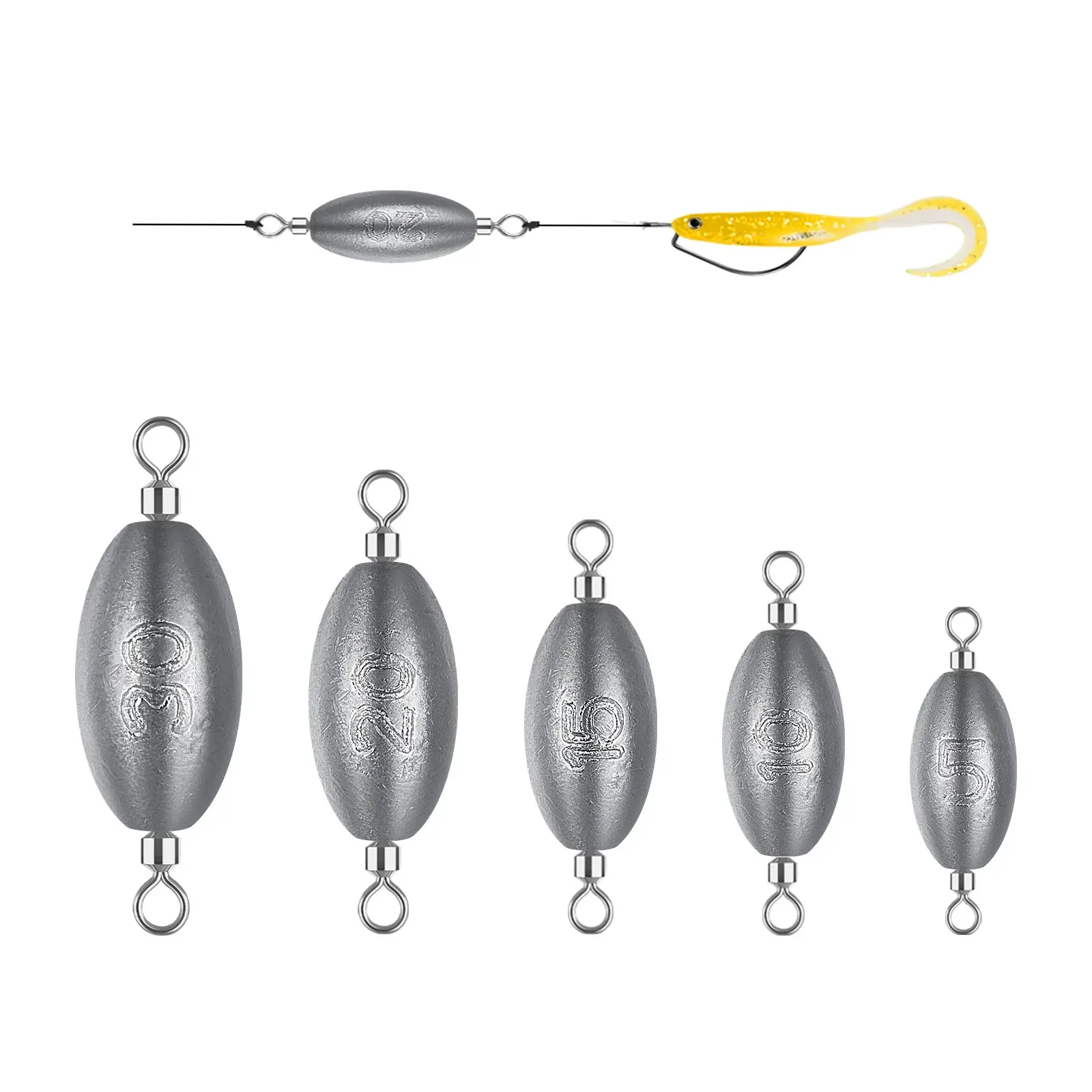 30pcs Fishing Weight Sinkers Set 360° Rotation Trolling Lead Dropshot 30g 20g 15g 10g 5g Sea Fishing Leads Weights Kit