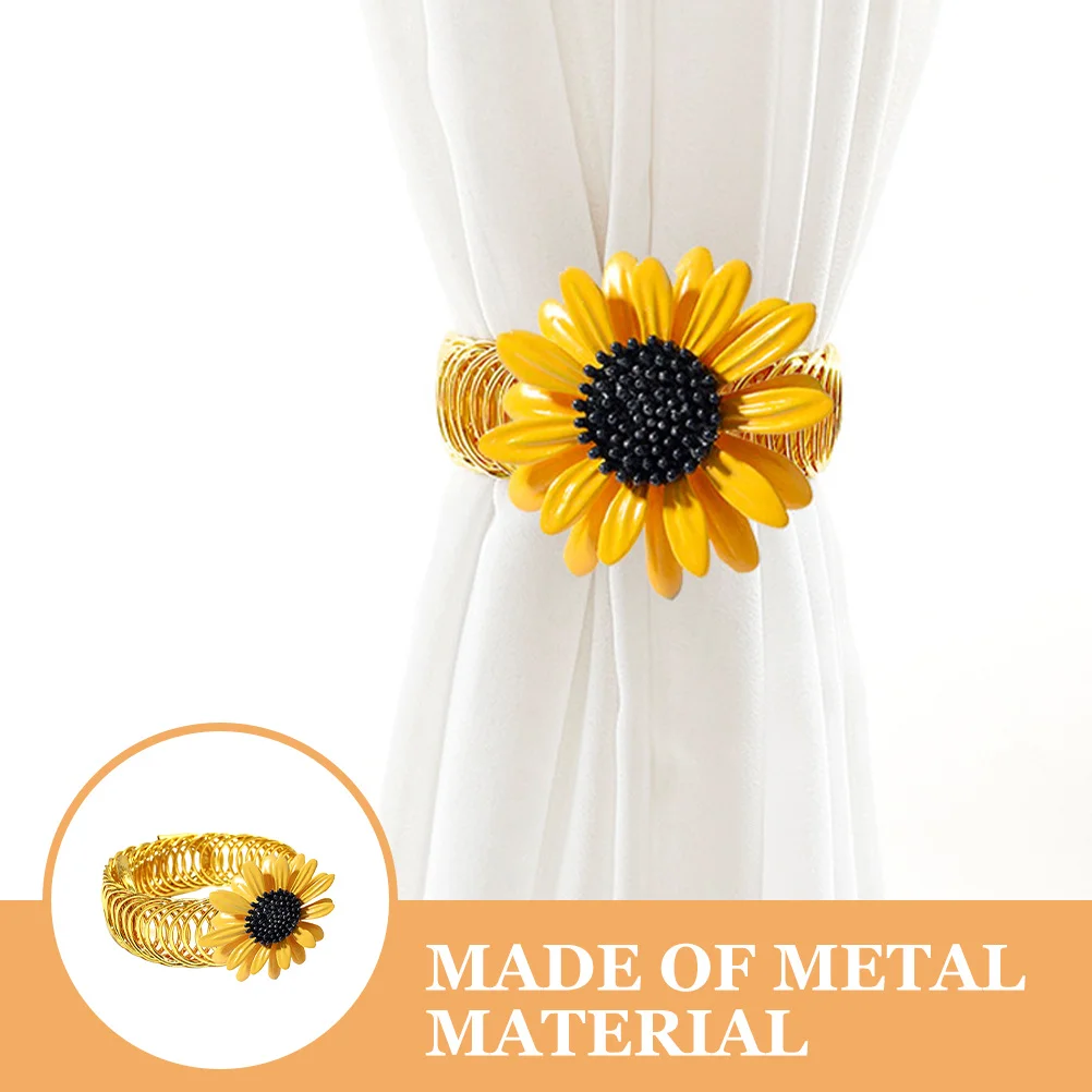 

2Pcs Metal Sunflower Curtain Buckles Tieback Holders Decorative Curtain Tiebacks Fasteners for Home Living Room Bedroom Kitchen