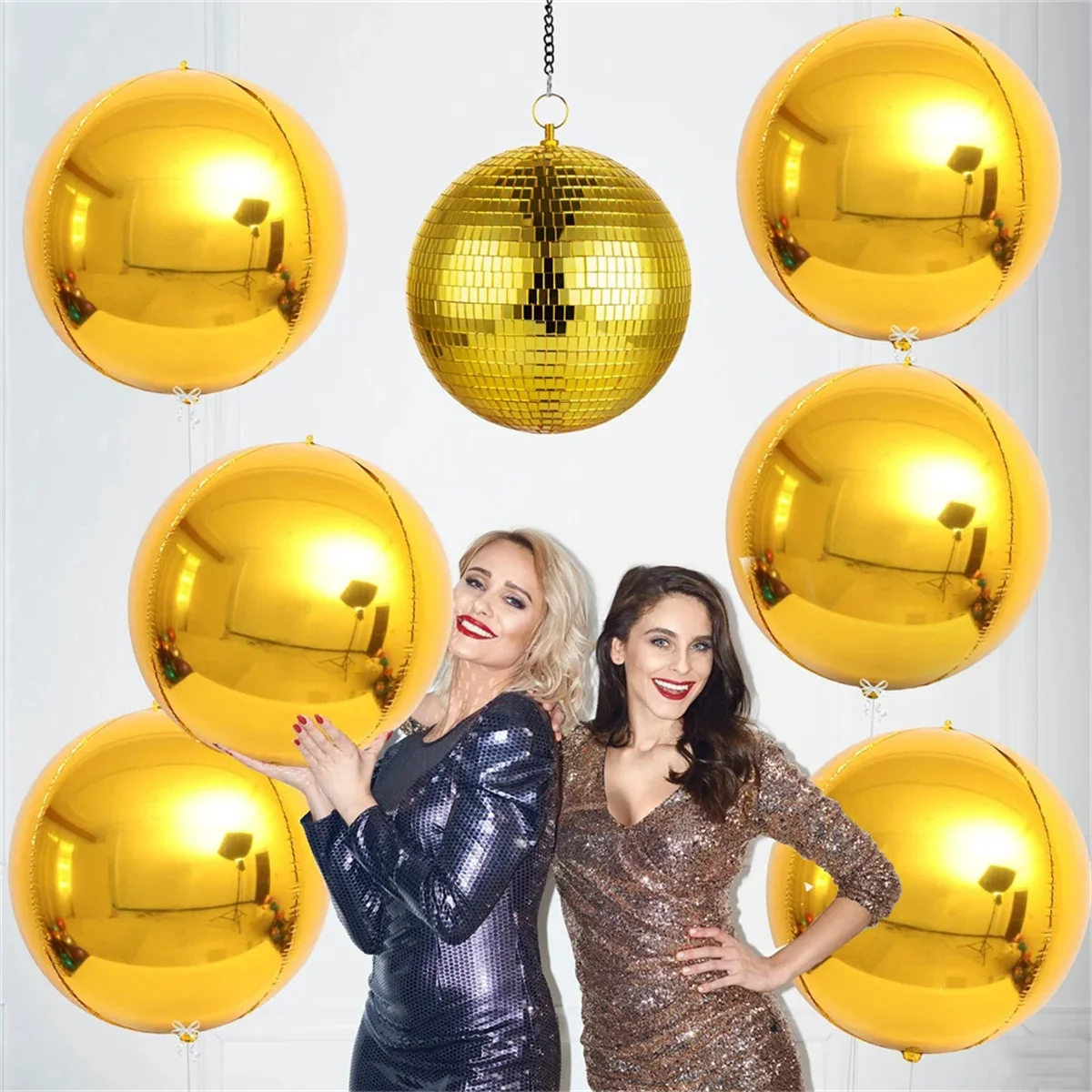 Palloncini con sfera in foil 4D da 5/10 pezzi, palloncini in Mylar placcati in argento oro rosa rotondi grandi per decorazioni per feste di compleanno, 22 pollici