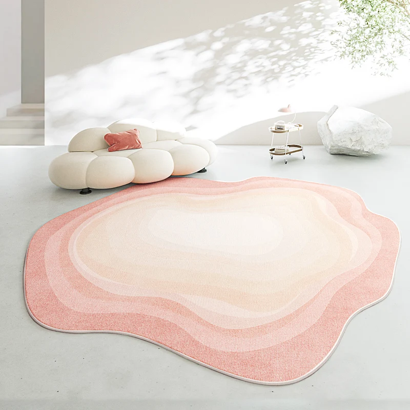 Irregular Plush Lounge Rug Nordic Style Carpets for Living Room Thick Cloakroom Gradient Carpet Light Luxury Bedroom Decor Mat