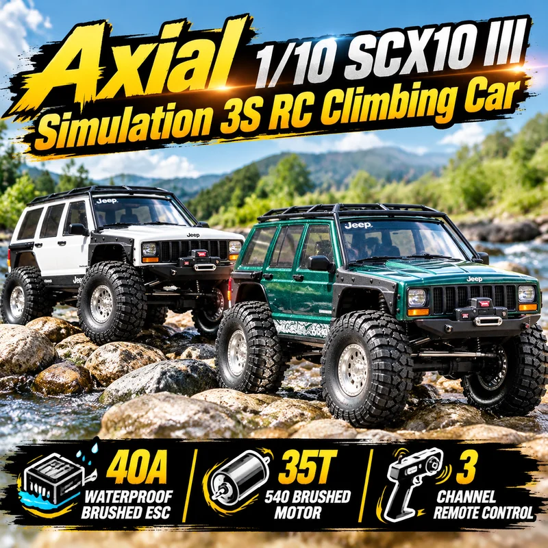 Axial SCX10 III 1/10 Brushed Remote Control Off-road Climbing Model Simulation Cherokee XJ Electric RC High Speed Car With Light
