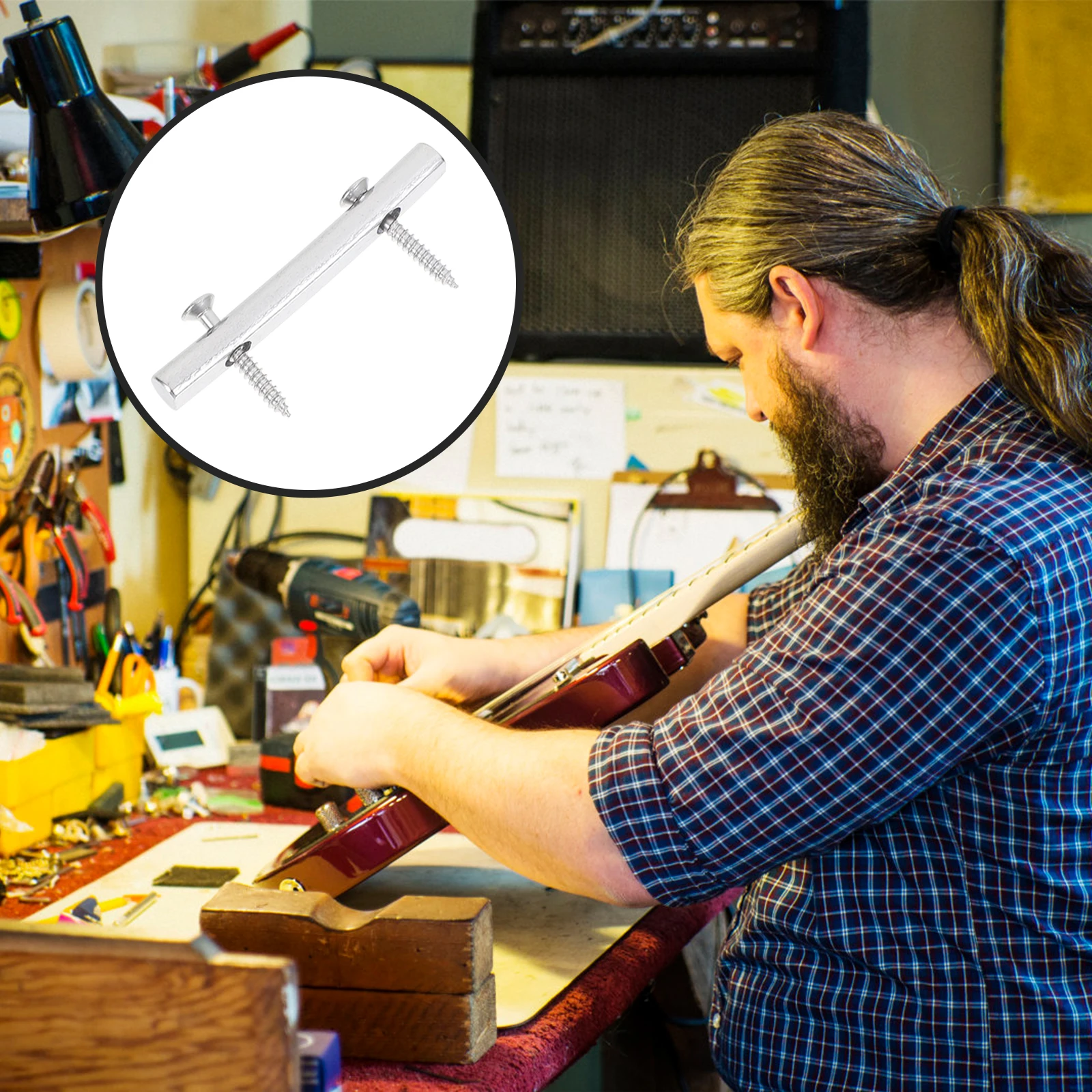 

3 Sets Tuning String Pressing Rod Electric Guitar Accessories Silver Zinc Alloy Parts