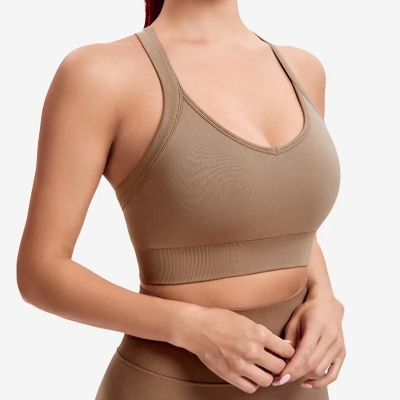 Women's Sports Yoga Bra U-shaped Back Adjustable Breast Fitness Suit Vest External Wear Shock-absorbing Training Yoga Bra