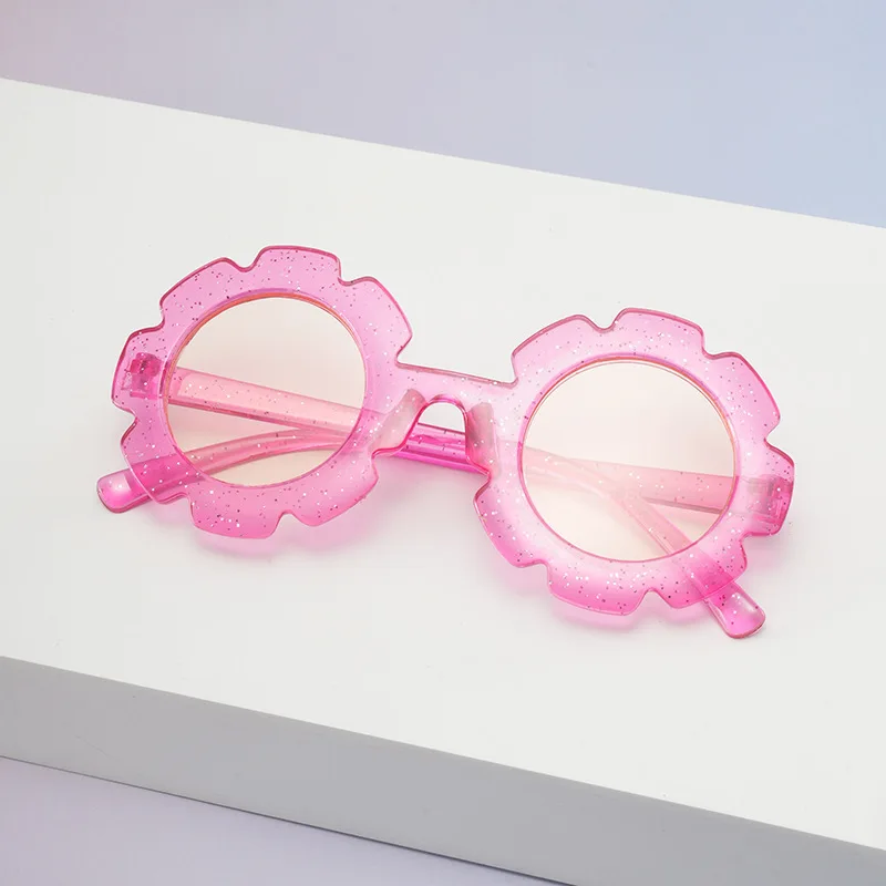 Niedliche runde Sonnenbrille mit Blumenmuster, modische Brille für junge Leute, langlebiger PC-Rahmen, perfekt für Outdoor-Spaß und Modenschauen – Detail 7