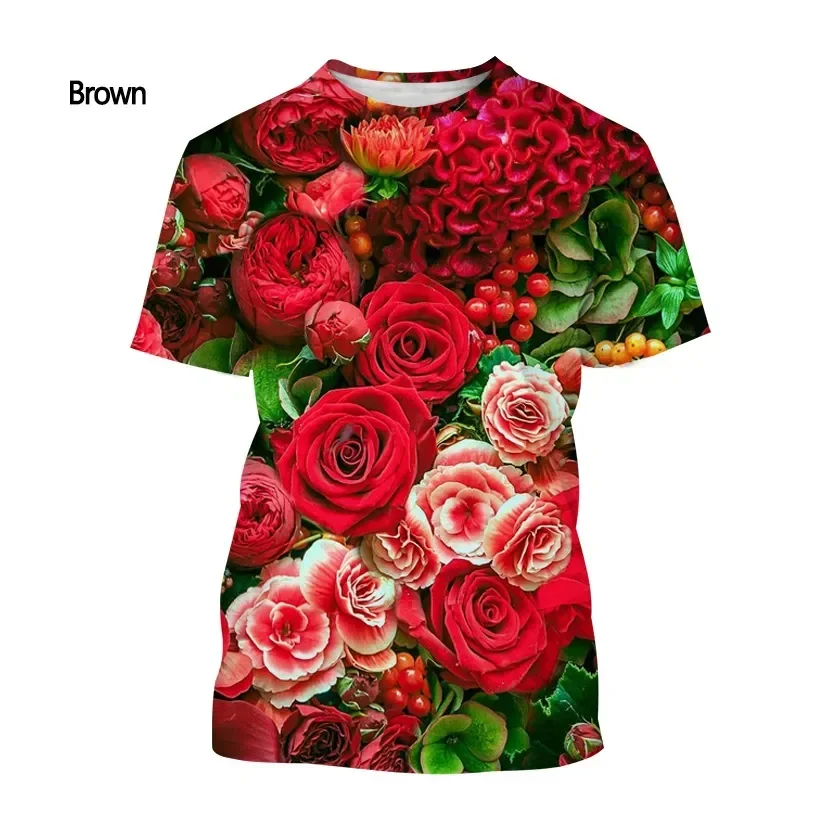 3D Printed HD Rose Plant Flowers Quick Drying Breathable Sport Men's Plus-size O-neck T-shirt Camiseta Deportiva Hombre