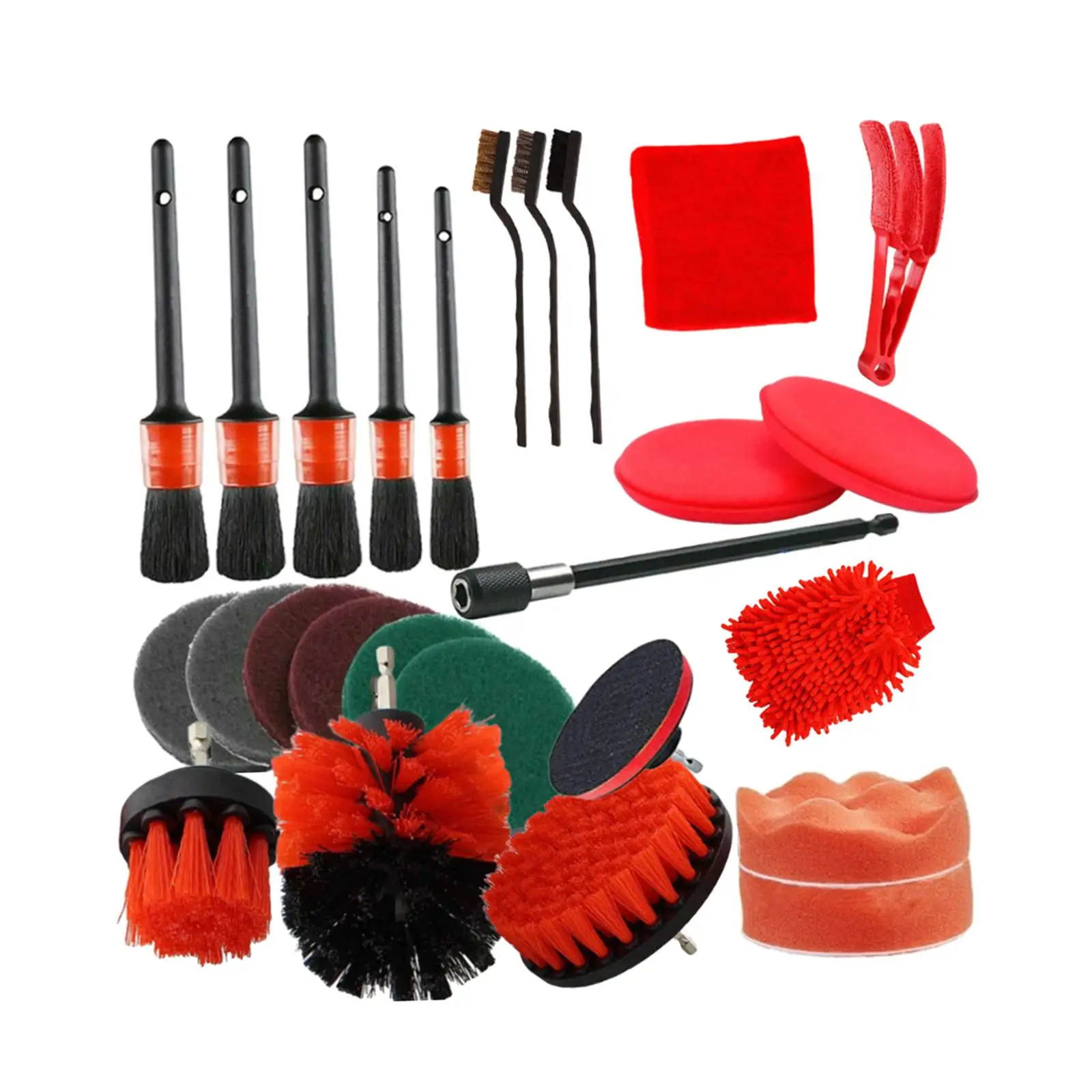 

26 Pieces Automotive Cleaning Brush Set Lightweight Easily Install for Air Vents, Dashboard Multipurpose Attachment Drill Brush