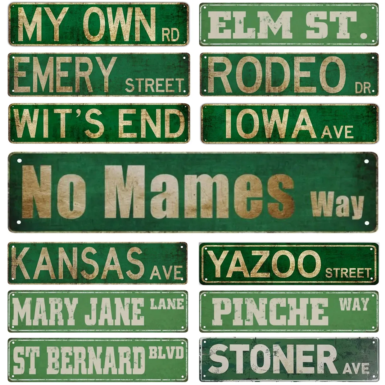 Outdoor Metal Tin Signs Instagram Style No Names Way Street Signs Amusement Park Scenic Retro Road Sign Country Retro Decorative