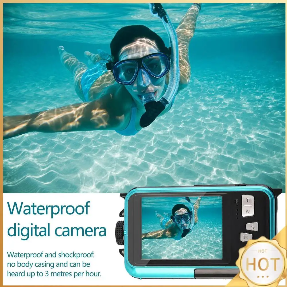 Caméra numérique sous-marine avec écran LCD pour touristes, enregistreur vidéo, Full HD, 2.7K, 48MP, plongée en apnée, camping, voyage