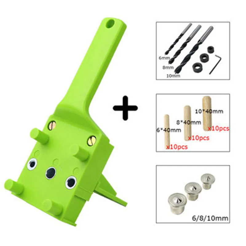 Woodworking Dowel Handheld Drill Guide and Hole Saw Tool 6/8/10mm Drill Bit For Carpentry Straight Hole Locator Clamp
