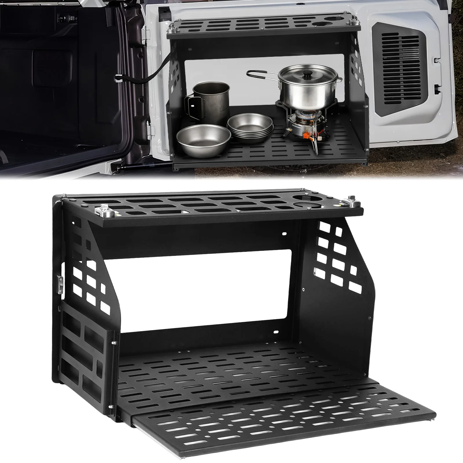 

Car Tailgate Table Rear Door Foldable Shelf Storage Rack Cargo Holder Foldable Table Accessories For Ford Bronco 2/4 Storage