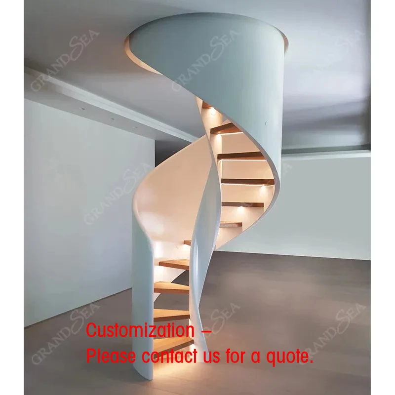 custom.Modern Home Full Staircase With Indoor Curved Glass Railing New Fashion Steel Material