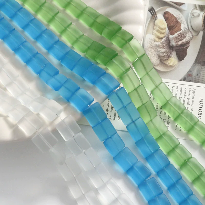 10 Stück 12 mm handgemachte mattierte quadratische Würfel Lampwork Glasperlen Charms für DIY Schmuckherstellung Handwerk Armband Ohrringe Zubehör
