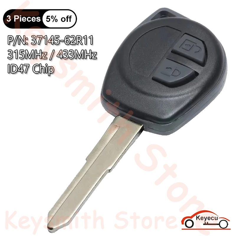 

KEYECU 2 кнопки FSK 315 МГц 433 МГц ID47 чип для Suzuki Auto пульт дистанционного управления замена брелока P/N: 37145-62R11