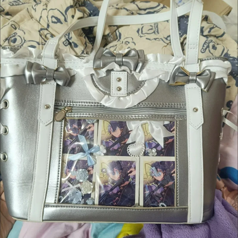 جديد الحلو Preppy نمط حقيبة كتف للنساء سعة كبيرة الشريط القوس حمل حقيبة تصميم الأزياء للفتيات Y2K Ulzzang Ita حقيبة