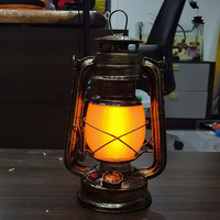 Portable Outdoor Camping Hiking Retro Lantern Foldable Lamp Three Mode LED Flame Light For Bar, Camp and Cafe