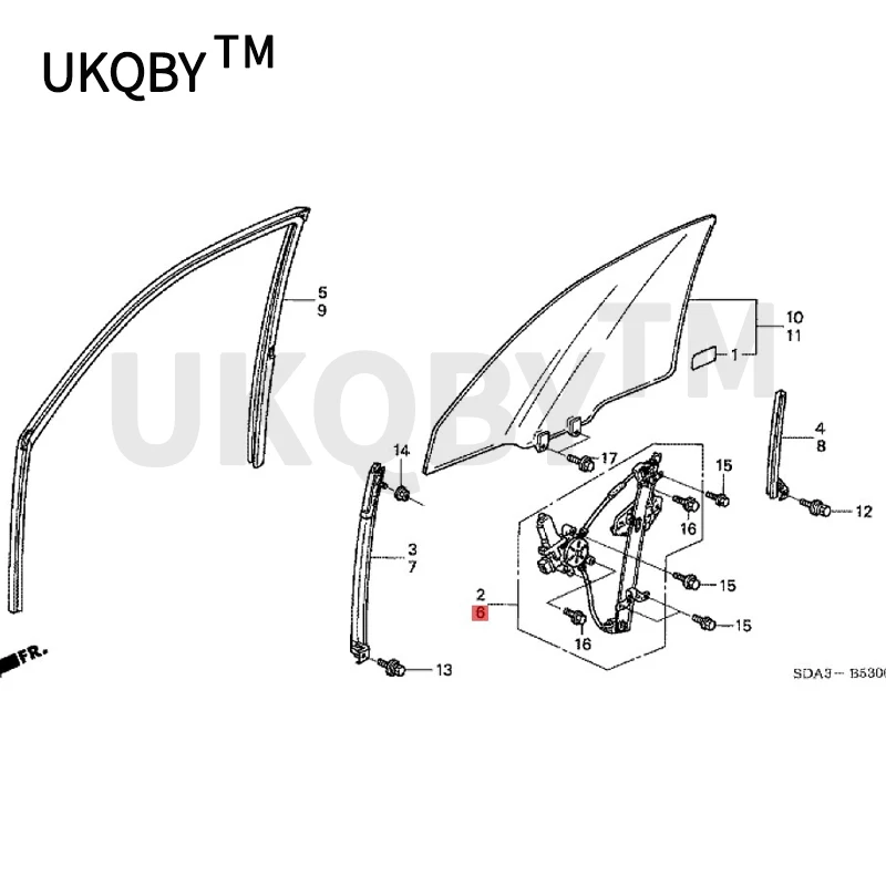 Car Glass lift 2006-Hon daA CCO RDH YBR ID Front door lifter Electric window lifter Glass door upper and lower fixing bracket