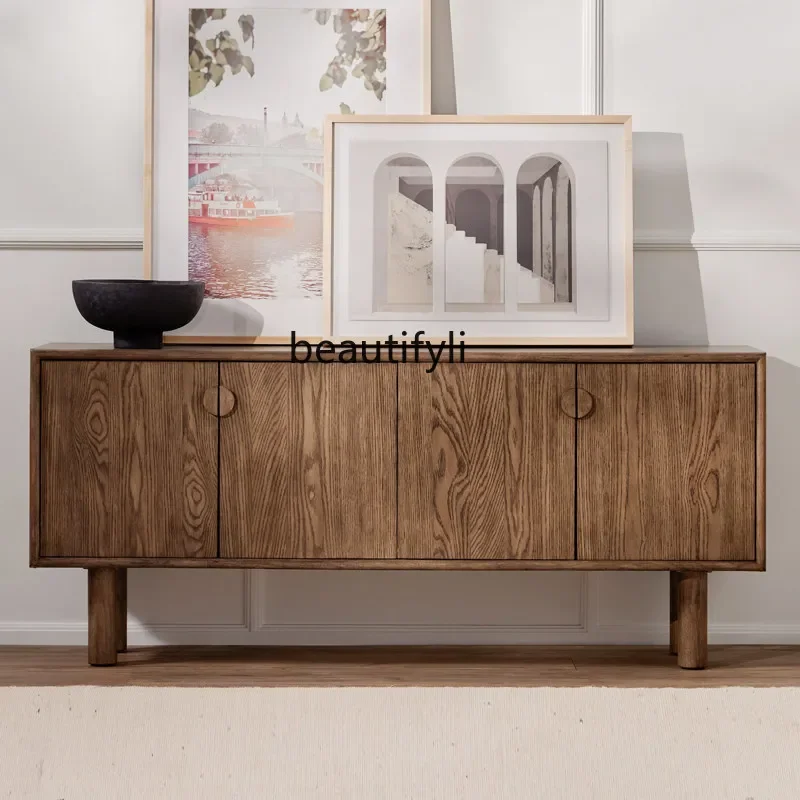 

American retro solid wood sideboard modern simple art Wasabi style designer creative decoration cabinet