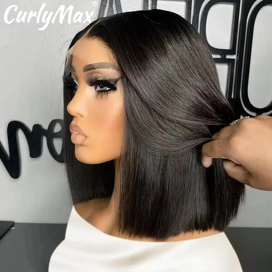 250% Brazilian Bone Straight Short Bob 13x4 Lace Frontal Human Hair 13x6 HD Transparent Lace Front 5x5 Closure Bob Wig For Women