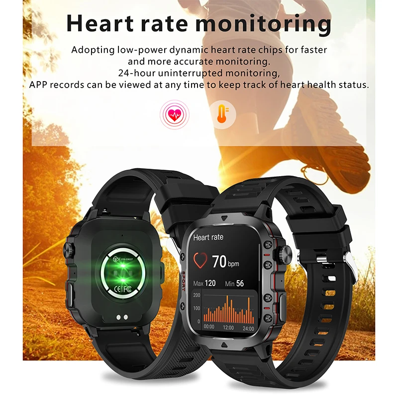 2024ใหม่สําหรับXiaomiทหารสมาร์ทนาฬิกาผู้ชายIP68 5ATMกีฬากลางแจ้งฟิตเนสTracker Health Monitor 1.96 \