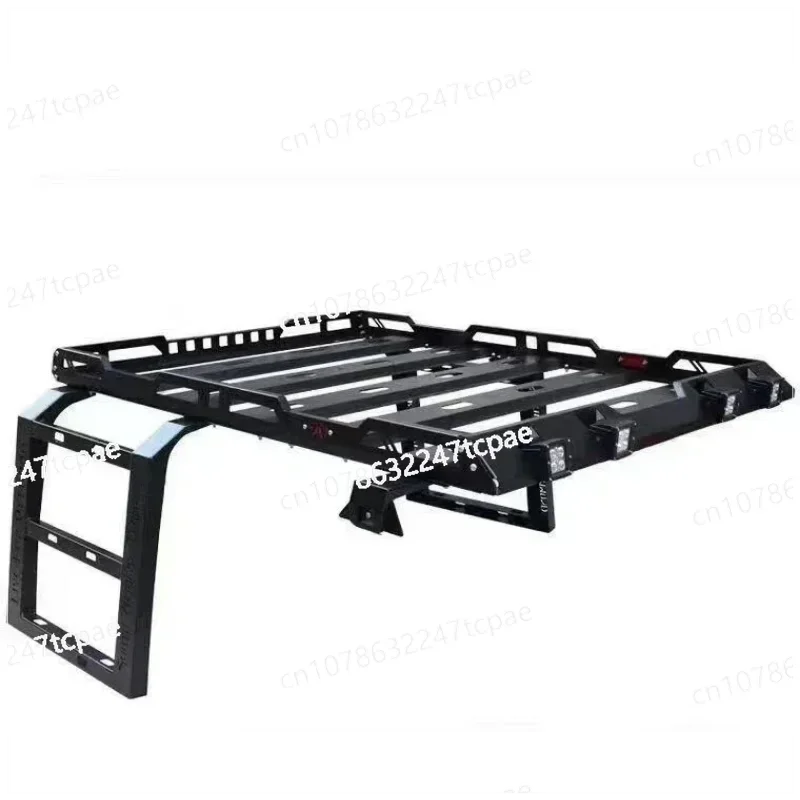 For Jeep Wrangler JK JL 2/4 Door Roof Rack W/ LED Light Ladder Luggage Rack Mount Kit Cargo Basket