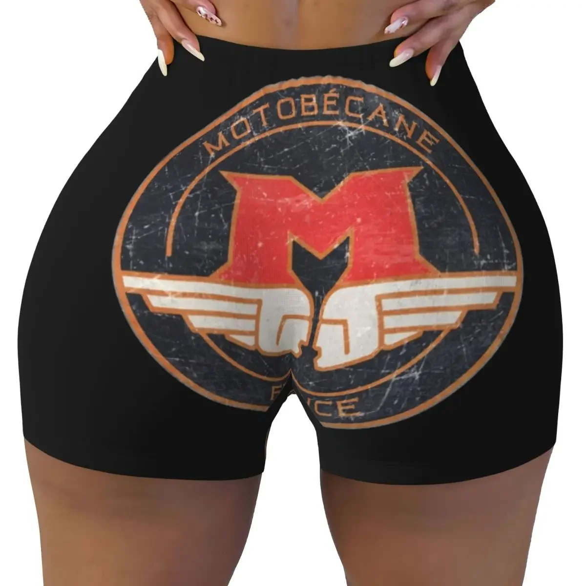 Custom MOTOBECANE . Retro Badge Women Gym Workout Running Shorts Athletic Volleyball Biker Yoga Shorts