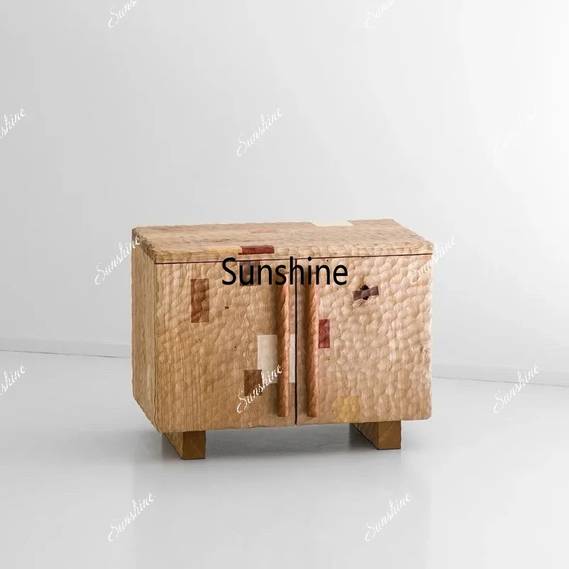 Medieval solid wood carved bedside table Bedroom bedside cabinet Storage storage cabinet