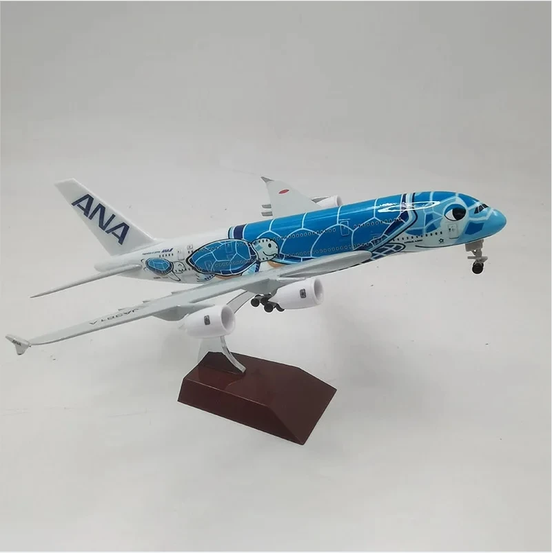 20cm Alloy Metal Japan ANA Airbus A380 Cartoon Sea Turtle Airlines Diecast Airplane Model Plane Aircraft Green Orange Blue