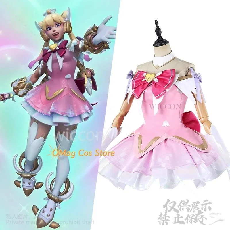 Новая модель Юнона Аниме Игра WATCH2 Косплей Костюм Kawaii Sweet Lolita Платье Сердце Лук Розовый Jirai Kei Парики Для Девочек Женщина OverCos