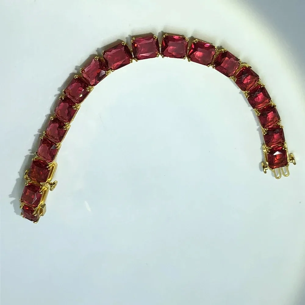 Новый модный теннисный красный браслет Millenia с восьмиугольной огранкой и позолоченными аксессуарами высокого класса, ювелирные изделия на день памяти, подарок