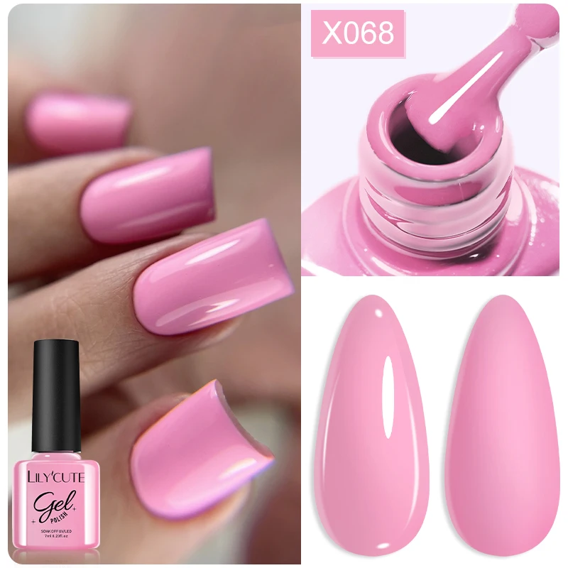 LILYCUTE 7ml Colorful Gel Nail Polish Macaroon Pink Semi Permanent UV Gel Nail Supplies For Manicure Nail Art Spring Summer Gel