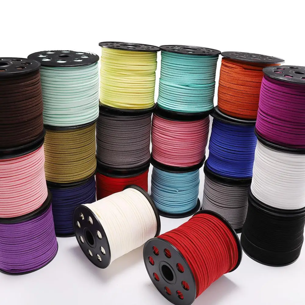 10m/lot 2.5 mm Width Flat Faux Suede Leather Cord Multicolors Korean Leather Rope String Handmade Beading Bracelet Jewelry Makin