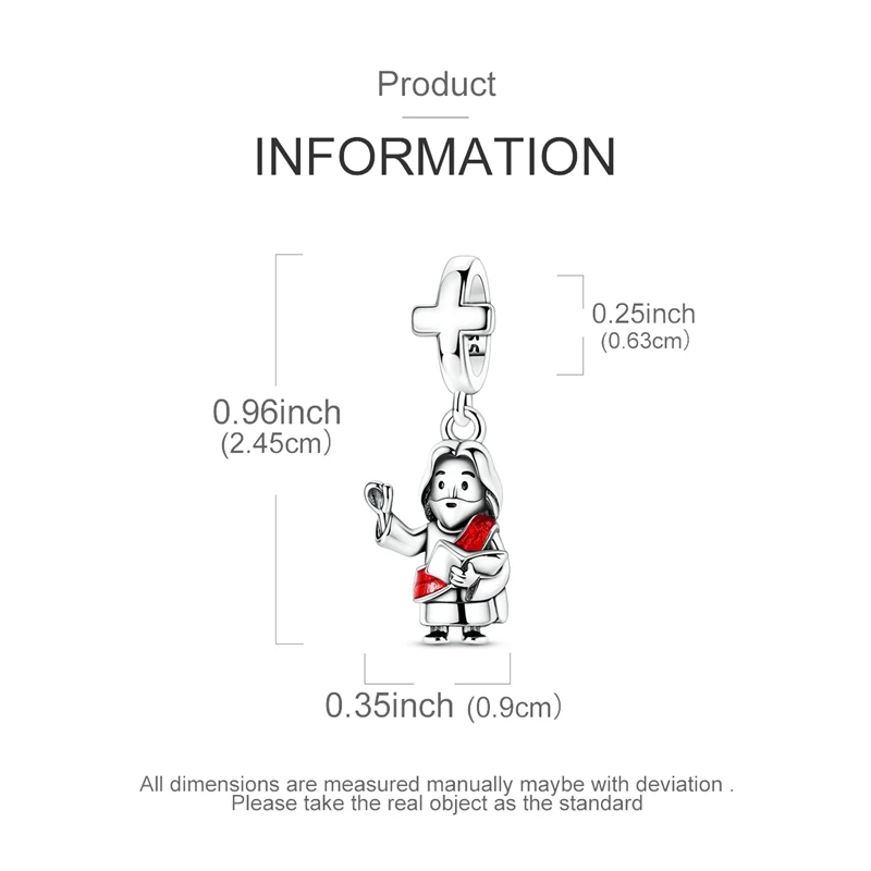 Original 925 Sterling Silver Charms Jesus Missionary Pendant Fit Original Bracelet Necklace For Women Men DIY Jewelry Gift view 4