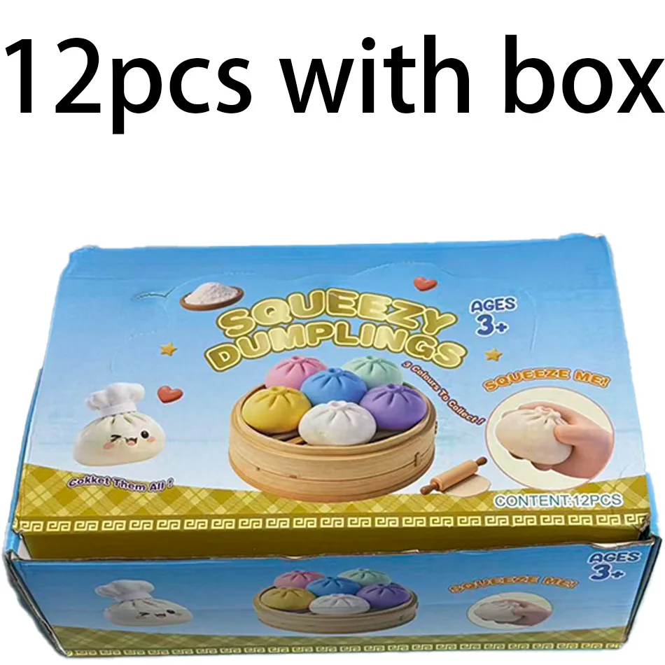 Glitzernde Dumpling Squishies Spielzeug-Box Bun Baozi Dumpling Mystery Box Bunte Lebensmittel-Squishies Sensorisches Fidget-Spielzeug Anti-Stress-Quetschball