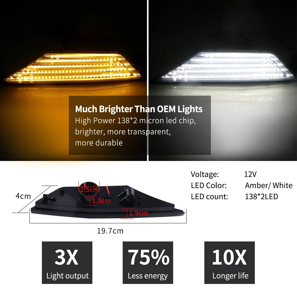 LED サイドマーカーライトフロントシーケンシャルリフレクターターンシグナルランプ 10th 世代シビックホンダシビック 2016-2020 ダイナミックスモークレンズ