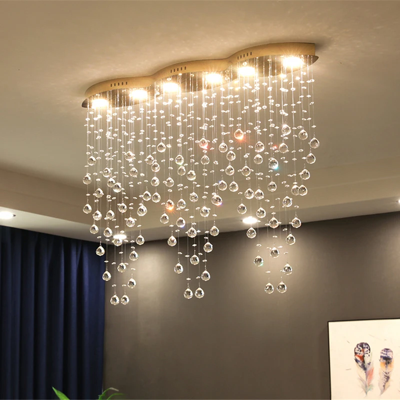 

Modern Crystal Chandeliers Lighting Oval Living Room Lamps Bar Lamp Pendants Crystal Light