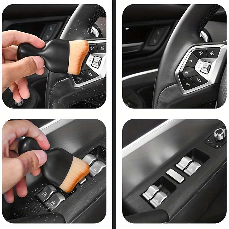 Escova De Limpeza Interior Do Carro, Escova De Painel Macio, Air Outlet Gap, Remoção De Poeira, Ferramenta De Limpeza De Detalhe, Cuidado De Carro, 2 Pcs