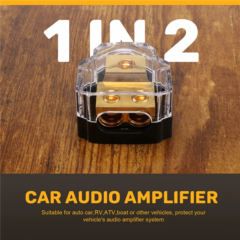 

A19Q-Car Audio Amplifier Power Distribution Block 1 In 2 Out Way Power Ground Distributor Blocks Car Amplifier Audio Splitter