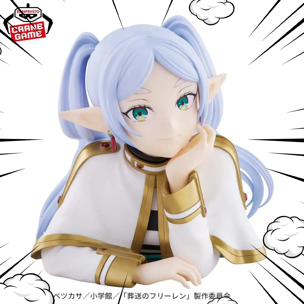 Em estoque original banpresto bochecha busto figura frieren samambaia figura anime modelo frieren: loira viagens final figura brinquedo genuíno