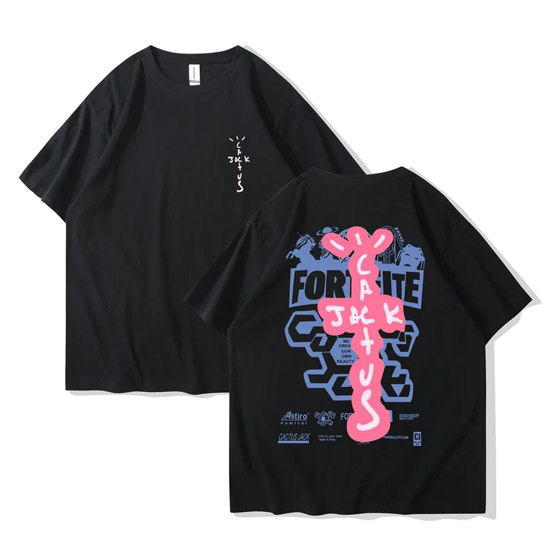 

Rapper Cactus Jack Graphic Cotton T Shirt Men Women Hip Hop Tee Fashion Short Sleeve Tshirt 2024 Summer Oversized T-shirts Tops