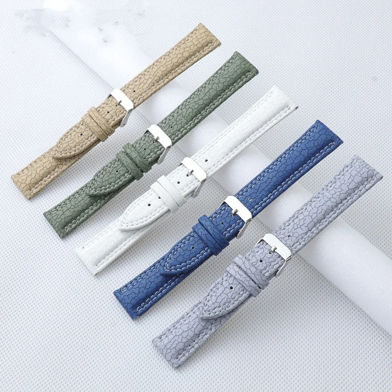 18mm 20mm 22mm Crack Pattern Soft Retro Leather Watch Strap for Universal Waterproof Watch Band Bracelet Accessories with Tool