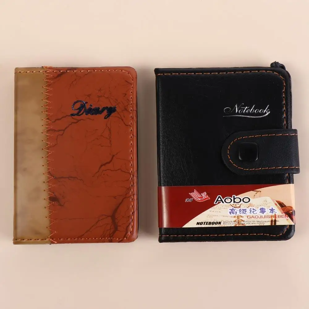 사무용품 비즈니스 미니 노트 메모 패드 PU 커버 포켓 메모장 일기장 저널 가죽 노트 학생용