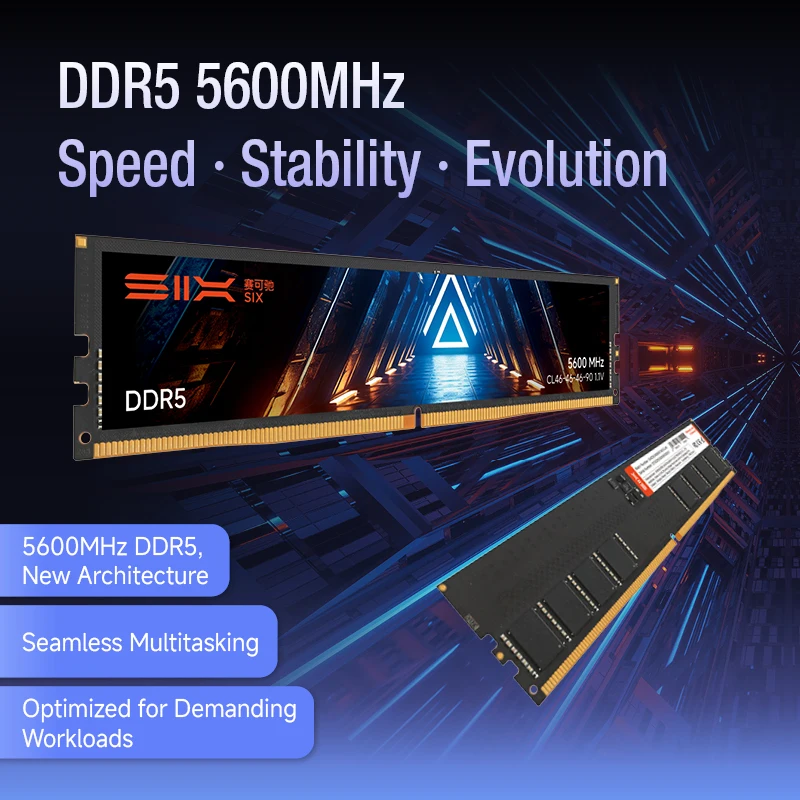 SIX U-5600PRO DDR5 RAM 32 GB UDIMM, 5600 MHz CL46-46-46-90, modulo di memoria desktop