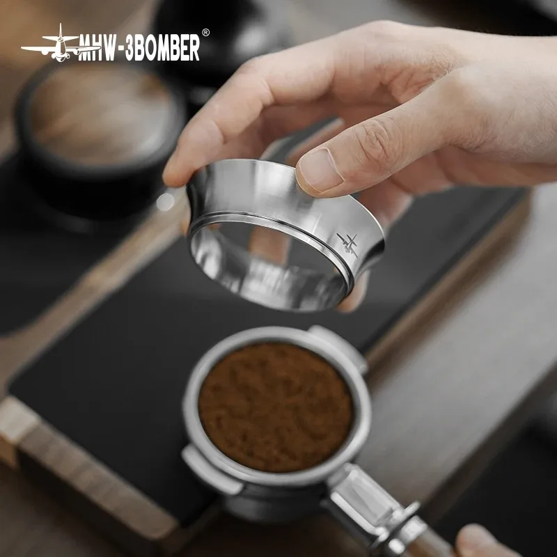 

MHW-3BOMBER Espresso Coffee Dosing Funnel Compatible 51/53/54/58mm Portafilter Stainless Steel Coffee Dosing Ring Barista Tools